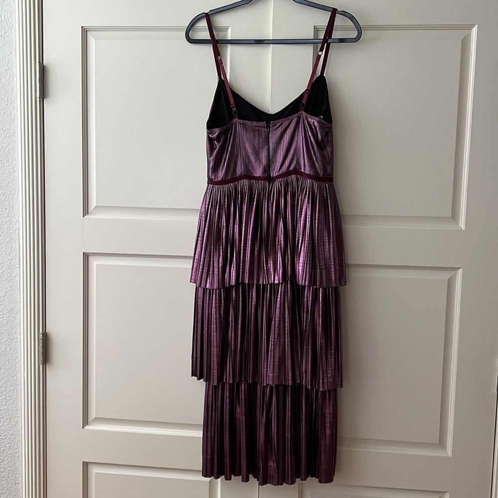 Marchesa Notte gown metallic deep purple eggplant 6 - Picture 7 of 16